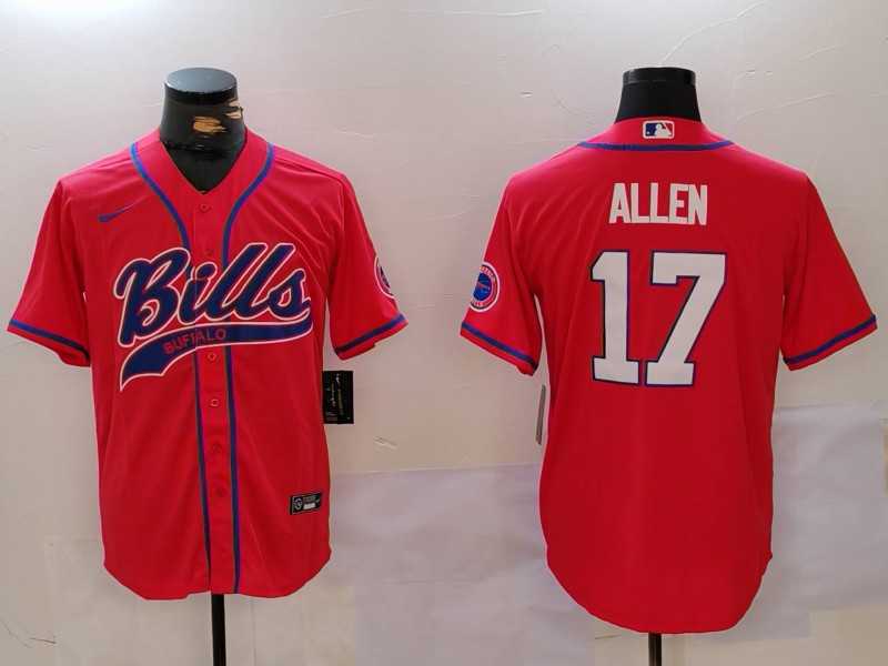 Mens Buffalo Bills #17 Josh Allen Red Cool Base Stitched Baseball Jersey